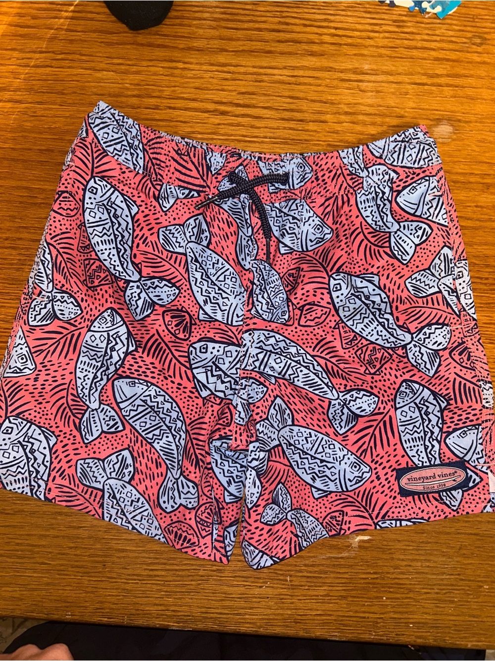 Boys Vineyard Vines Coral Fish Print Swim Shorts